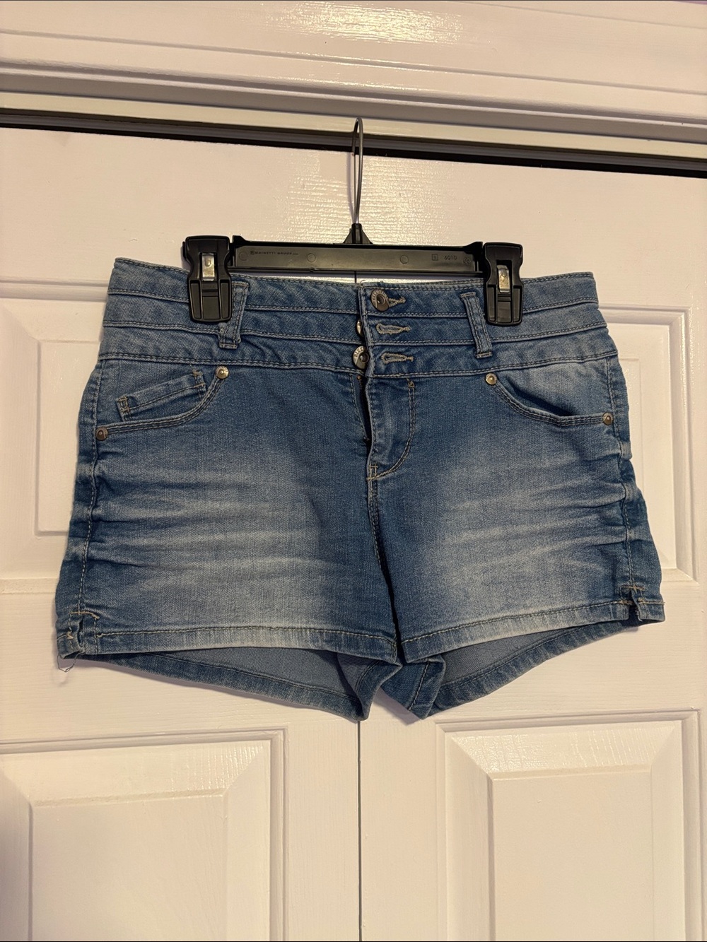 Blue Spice Mid Blue Triple-Button Denim Shorts